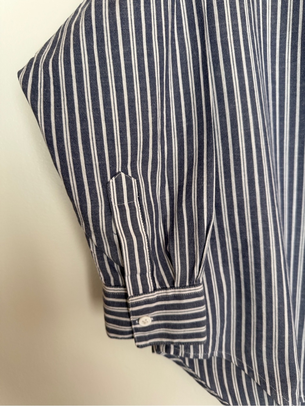 French Connection Women’s Blue and White Dolman-Sleeve Striped Shirt - Picture 3 of 10
